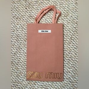 Miu Miu Blush Pink shopping paper bag with Gold Accents